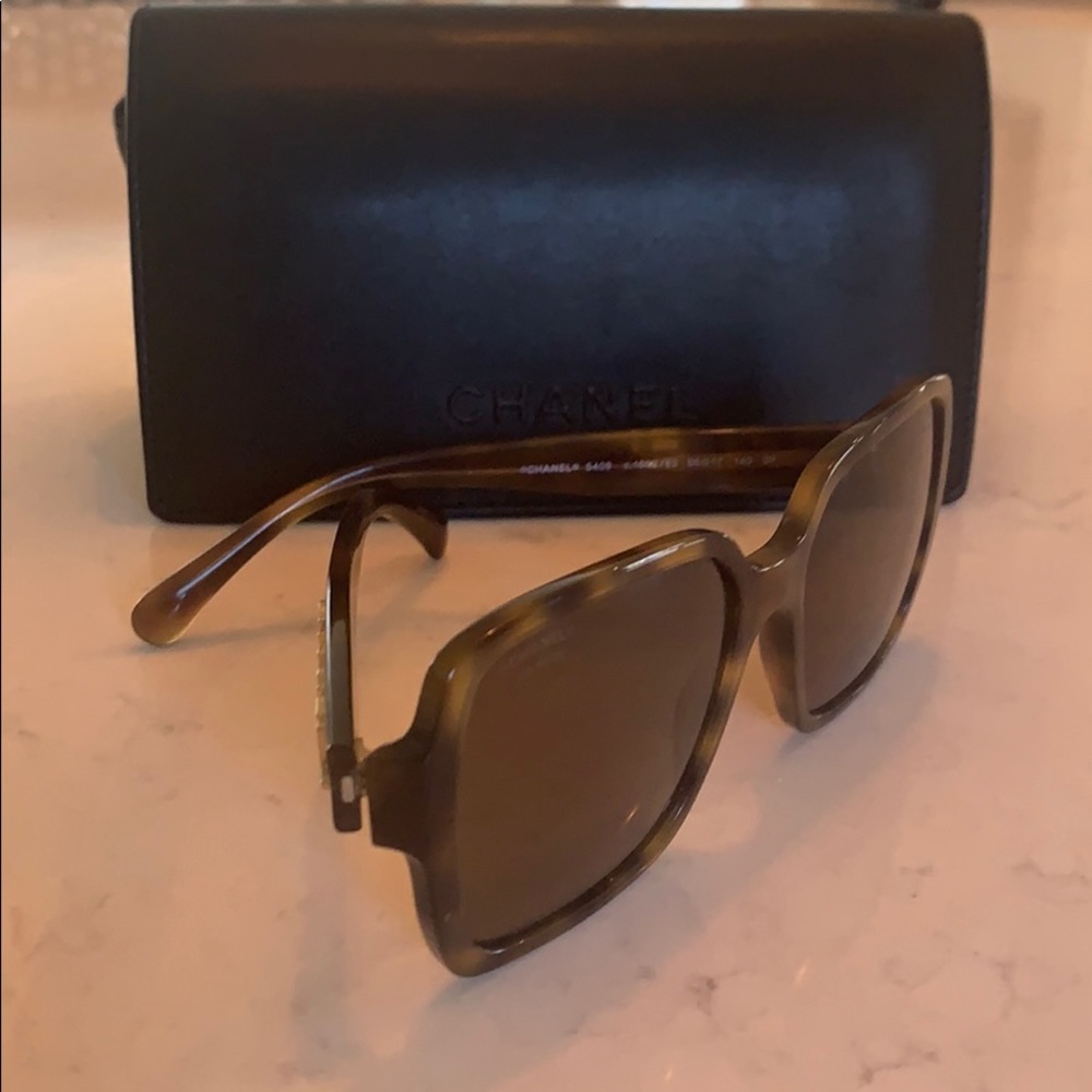 Chanel polarized tortoise sunglasses.